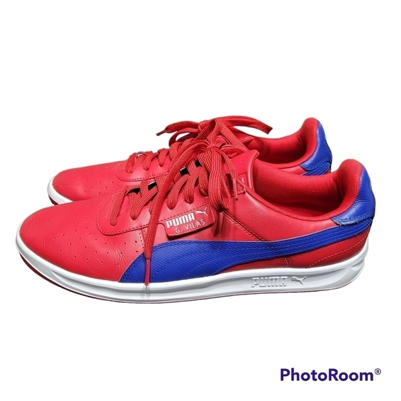 Puma G Vilas Red And Blue Men's Lace up Sneakers Size 12 - Picture 1 of 8